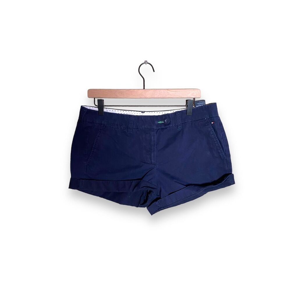 Tommy Hilfiger Women's Navy Blue Chino Shorts Size 12 Casual Classic Fit